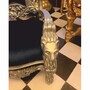 Casa Padrino Luxus Barock Thron Sessel mit Glitzersteinen Dunkelblau / Silber - Barock M�bel