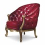 Casa Padrino Luxus Barock Chesterfield Echtleder Sessel Bordeauxrot / Gold - Made in Italy 