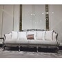 Casa Padrino Luxus Barock Wohnzimmer Sofa Creme / Silber 225 cm - Barock M�bel