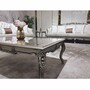 Casa Padrino Luxus Barock Wohnzimmer Sofa Creme / Silber 225 cm - Barock M�bel