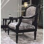 Casa Padrino Luxus Barock Sessel mit Kissen Silber / Schwarz - Barock Wohnzimmer M�bel