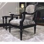 Casa Padrino Luxus Barock Sessel mit Kissen Silber / Schwarz - Barock Wohnzimmer M�bel