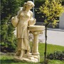 Casa Padrino Jugendstil Wasserspeier Skulptur Frau mit Kr�gen und Brunnen Sandfarben H. 140 cm