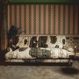 Casa Padrino Luxus Samt Sofa Creme / Gr�n / Schwarz / Messing 200 cm - Wohnzimmer M�bel - Hotel M�bel - Luxus M�bel - Luxus Interior