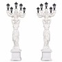 Casa Padrino Jugendstil Marmor Au�enstehleuchten Set Wei� / Schwarz H. 280 cm - Jugendstil Au�enbeleuchtung - Gartenbeleuchtung 