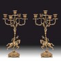 Casa Padrino Luxus Barock Bronze Kerzenhalter Set Antik Gold  23 x H. 39 cm - Barock Deko Accessoires - Barock Interior - Edel & Prunkvoll 