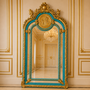 Casa Padrino Barock Standspiegel T�rkis / Gold 115 x H. 220 cm - mit Medaillon und Engeln - Handgefertigter Antik Stil Ganzk�rperspiegel - Garderoben Spiegel - Schlafzimmer Spiegel - Barock M�bel 