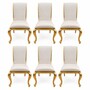 Casa Padrino Luxus Barock Esszimmer Stuhl 6er Set Wei� / Gold - Prunkvolle Barock Esszimmer M�bel