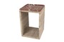 Casa Padrino Luxus Marmor Beistelltisch Beige / Weinrot 40 x 40 x H. 60 cm - Runder Beistelltisch mit skulpturalem Fu� aus hochwertigem Marmor mit Rosso Levanto Partien - Luxus M�bel