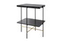 Casa Padrino Luxus Beistelltisch Gold / Schwarz 60 x 50 x H. 80 cm - Hoher rechteckiger Beistelltisch mit geb�rstetem Edelstahlgestell und schwarzen Eichenfurnier Fl�chen - Luxus M�bel