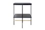 Casa Padrino Luxus Beistelltisch Gold / Schwarz 60 x 50 x H. 80 cm - Hoher rechteckiger Beistelltisch mit geb�rstetem Edelstahlgestell und schwarzen Eichenfurnier Fl�chen - Luxus M�bel