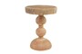 Casa Padrino Luxus Massivholz Beistelltisch / Hocker Naturfarben  32,5 x H. 44,5 cm - Runder Beistelltisch aus handgedrechseltem Dimb-Holz mit gestapelten Kugelformen - Luxus M�bel