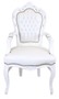Casa Padrino Barock Esszimmerstuhl Wei� / Wei� Lederoptik mit Armlehnen - Barockstuhl - Antik Stil Stuhl
