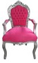 Casa Padrino Barock Esszimmerstuhl Pink / Silber mit Armlehnen - Stuhl M�bel