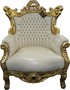 Casa Padrino Barock Sessel Al Capone Creme/Gold - M�bel Antik Stil 