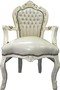 Barock Esszimmerstuhl Creme / Creme Lederoptik mit Armlehnen 