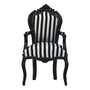 Casa Padrino Barock Esszimmerstuhl Schwarz / Wei� Streifen / Schwarz mit Armlehnen - Antik Stil Stuhl 