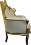 Barock Sofa Garnitur Master Creme/Gold Lederoptik