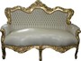 Barock Sofa Garnitur Master Creme/Gold Lederoptik
