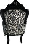 Casa Padrino Barock Sessel King Black/White Flowers
