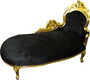 Casa Padrino Barock Chaiselongue King Schwarz/Gold - Recamiere Wohnzimmer Liege M�bel 