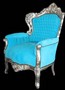 Casa Padrino Barock Sessel King T�rkis/Silber Thron Tron K�nigstron