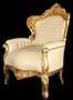 Casa Padrino Barock Sessel King Creme/Gold Lederoptik Bling Bling