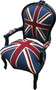 Casa Padrino Barock Salon Stuhl Union Jack Design / Schwarz