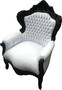 Barock Sessel King Wei�/Schwarz Lederoptik