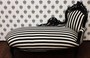 Casa Padrino Barock Chaiselongue Schwarz/Wei� Streifen / Schwarz - Barock Recamiere 