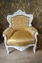 Barock Sessel King Gold Muster / Weiss - M�bel Antik Stil