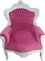 Casa Padrino Barock Sessel Rosa/Wei� mit Bling Bling Glitzersteinen - Limited Edition 