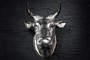 Casa Padrino Designer Stierkopf Torero H�he: 53 cm, Breite: 63 cm, Tiefe: 53 cm edle Skulptur aus Aluminium, vernickelt - Edel & Prunkvoll