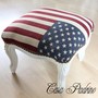 Casa Padrino Barock Fu�hocker USA Design / Creme - Hocker USA Flagge