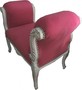 Casa Padrino Barock Schemel Hocker Rosa / Wei� - Sitzbank