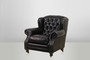 Chesterfield Luxus Echt Leder Ohrensessel Adringley Vintage Leder von Casa Padrino Ebony - Club Sessel