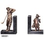 Casa Padrino Luxus B�cherst�tzen Golfer & Caddy aus Bronze auf Marmorsockel 