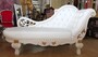 Barock Chaiselongue Wei� / Gold / Echt Leder Chaise Lonque - Recamiere aus dem Hause Casa Padrino - Liege Sofa Wohnzimmer M�bel