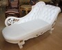 Barock Chaiselongue Wei� / Gold / Echt Leder Chaise Lonque - Recamiere aus dem Hause Casa Padrino - Liege Sofa Wohnzimmer M�bel