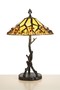 Handgefertigte Tiffany Hockerleuchte Tischleuchte H�he 64 cm, Durchmesser 40 cm - Leuchte Lampe