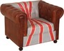 Chesterfield Luxus Echt Leder Sessel Union Jack / Braun 1 Sitzer Vintage Leder von Casa Padrino Englische Flagge England M�bel 