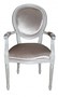 Casa Padrino Barock Esszimmer Stuhl mit Armlehne Beige / Wei / Silber  - Designer Stuhl - Luxus Qualitt GH