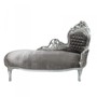 Casa Padrino Barock Chaiselongue King Grau/Silber - M�bel Wohnzimmer Liege Recamiere 