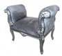 Casa Padrino Barock Schemel Hocker Grau / Silber - Sitzbank