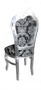 Casa Padrino Barock Esszimmer Stuhl ohne Armlehnen Schwarz Muster / Silber  - Antik Stil M�bel