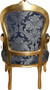 Casa Padrino Barock Salon Stuhl Royal Blau Muster / Gold - M�bel Lounge Hotel