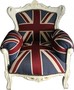 Casa Padrino Barock Kinder Sessel Union Jack / Creme - Thron England Englische Flagge Tron