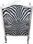 Casa Padrino Barock Lounge Thron Sessel Zebra / Silber - Ohren Sessel - Ohrensessel Tron Stuhl