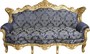 Casa Padrino Barock Sofa Master Royal Blau Muster / Gold - Wohnzimmer Couch M�bel Lounge 