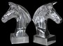 Casa Padrino Luxus B�cherst�tzen Pferdek�pfe aus Aluminium auf Sockel - B�cherst�tze - Book End Pferdekopf Horse Head Buchst�tze